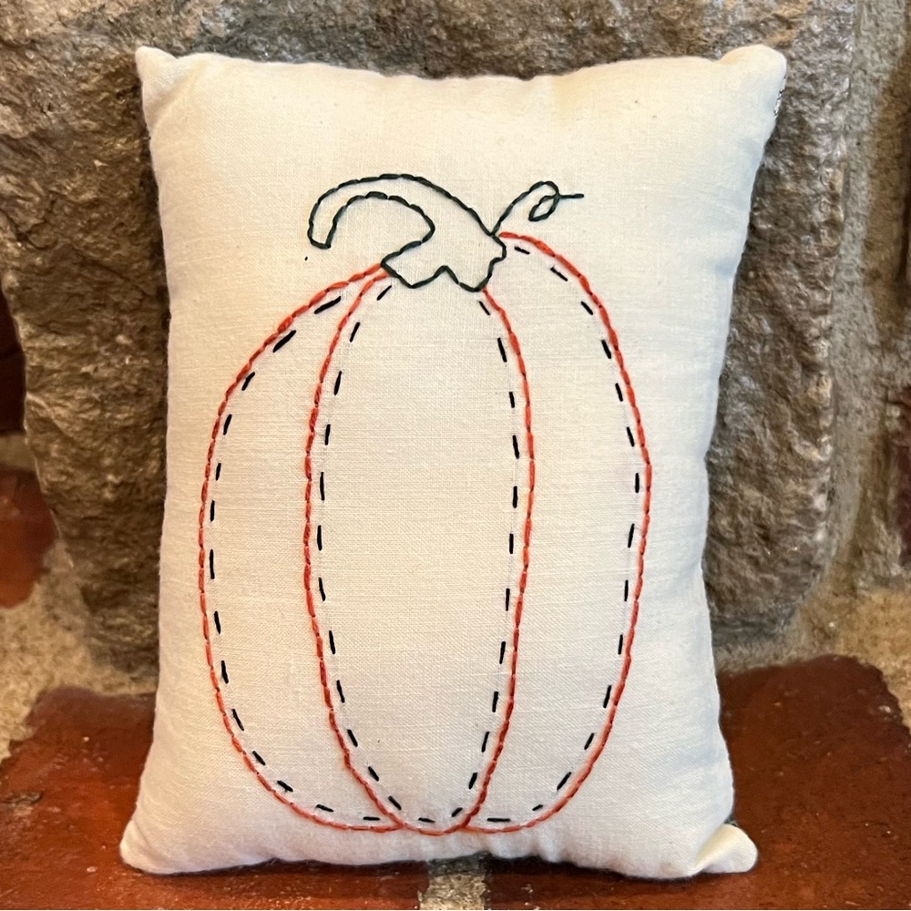 Festive Pumpkin Embroidered Miniature Pillow